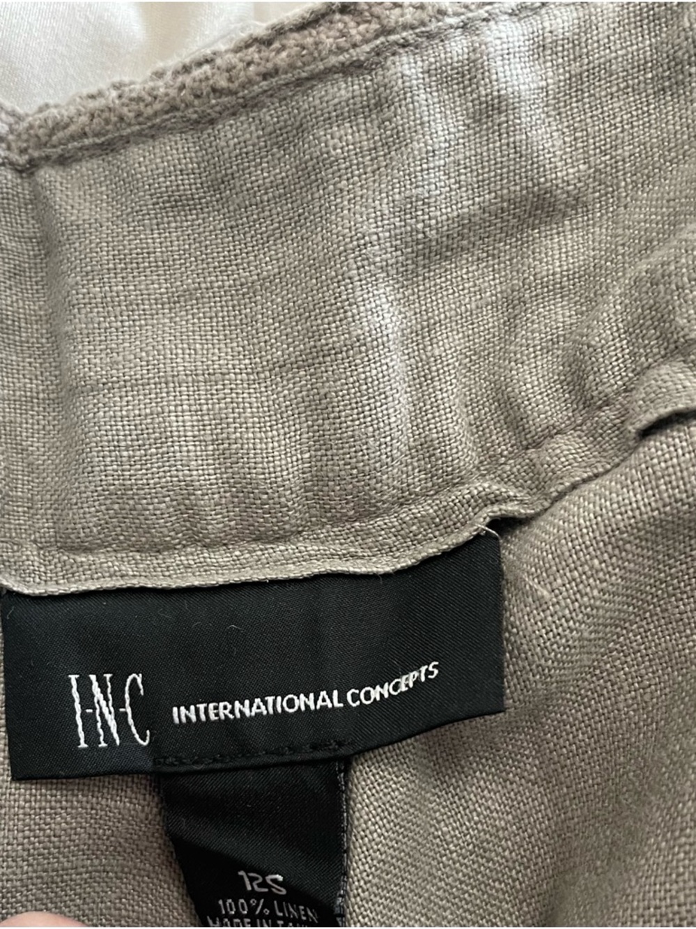 INC International Concepts Women’s Linen Pant in Light Taupe Gray